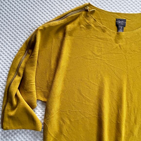 Chicos Travelers Zip Detail Sweater XL 3 Mustard Yellow Lagenlook Travel Capsule - Picture 2 of 5